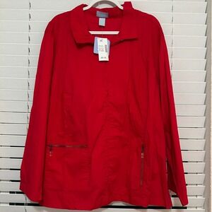 Liz & Me Red Full Zip Lightweight Jacket Plus Size 4X 30/32 NWT